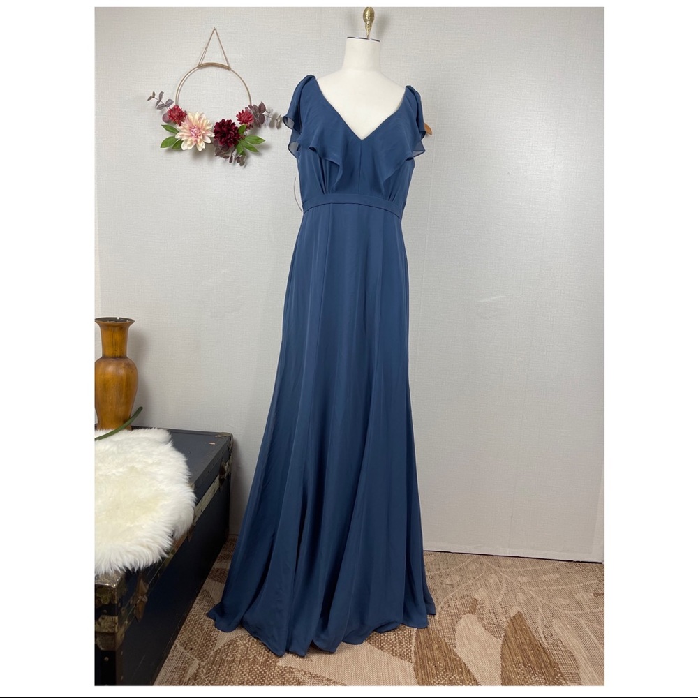NWT Jenny Yoo Collection Cecilia Even Blue Bridesmaid Wedding Gown Dress 10